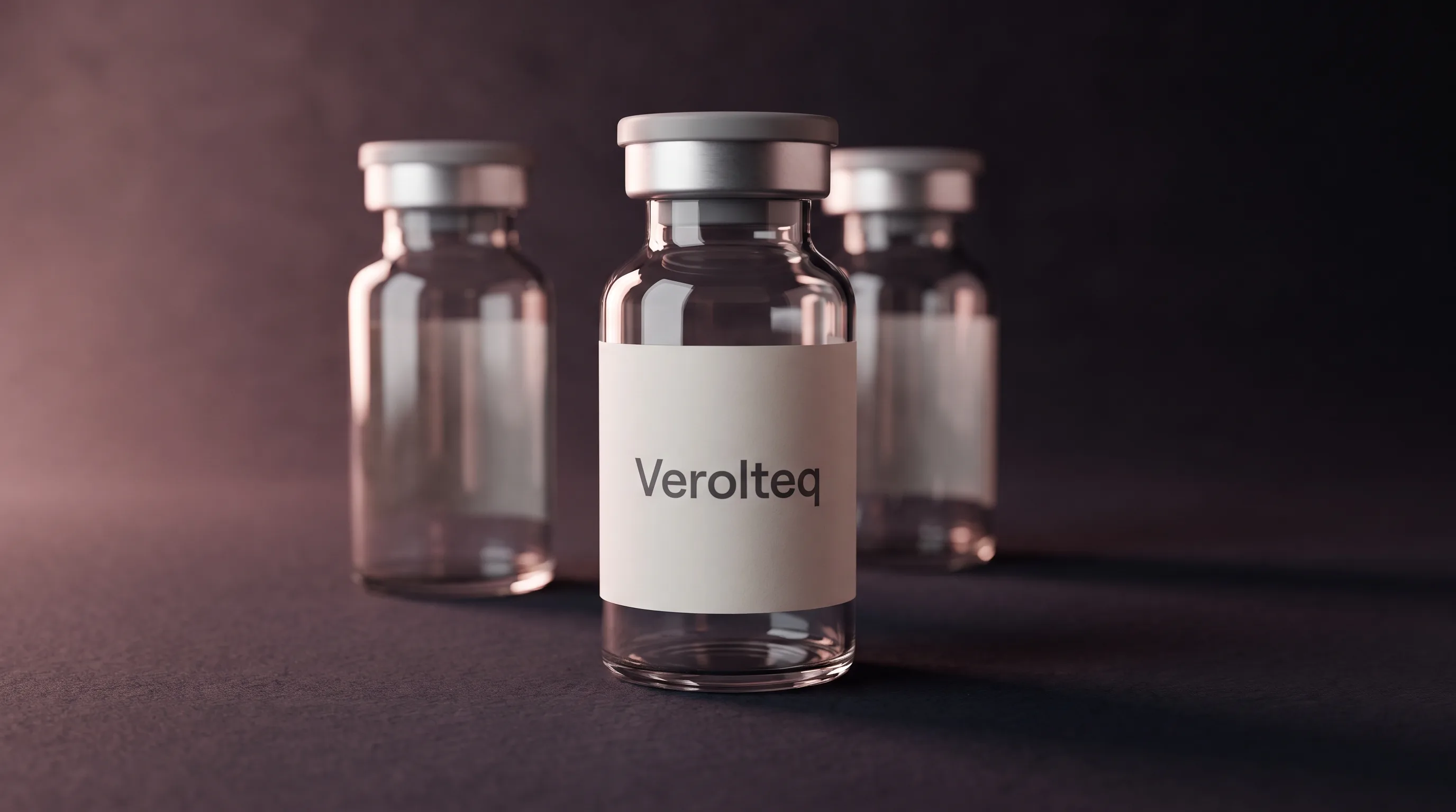 Verolteq research peptide vials — studio product photography